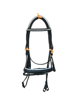 P.F 23203 Bridle with Rubber Reins Full Pad Nose Band and Head Strap with White Pad
